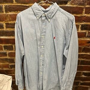Ralph Lauren Polo Classic Fit Blue Chambray/Denim Button-Down Shirt Men Size XL